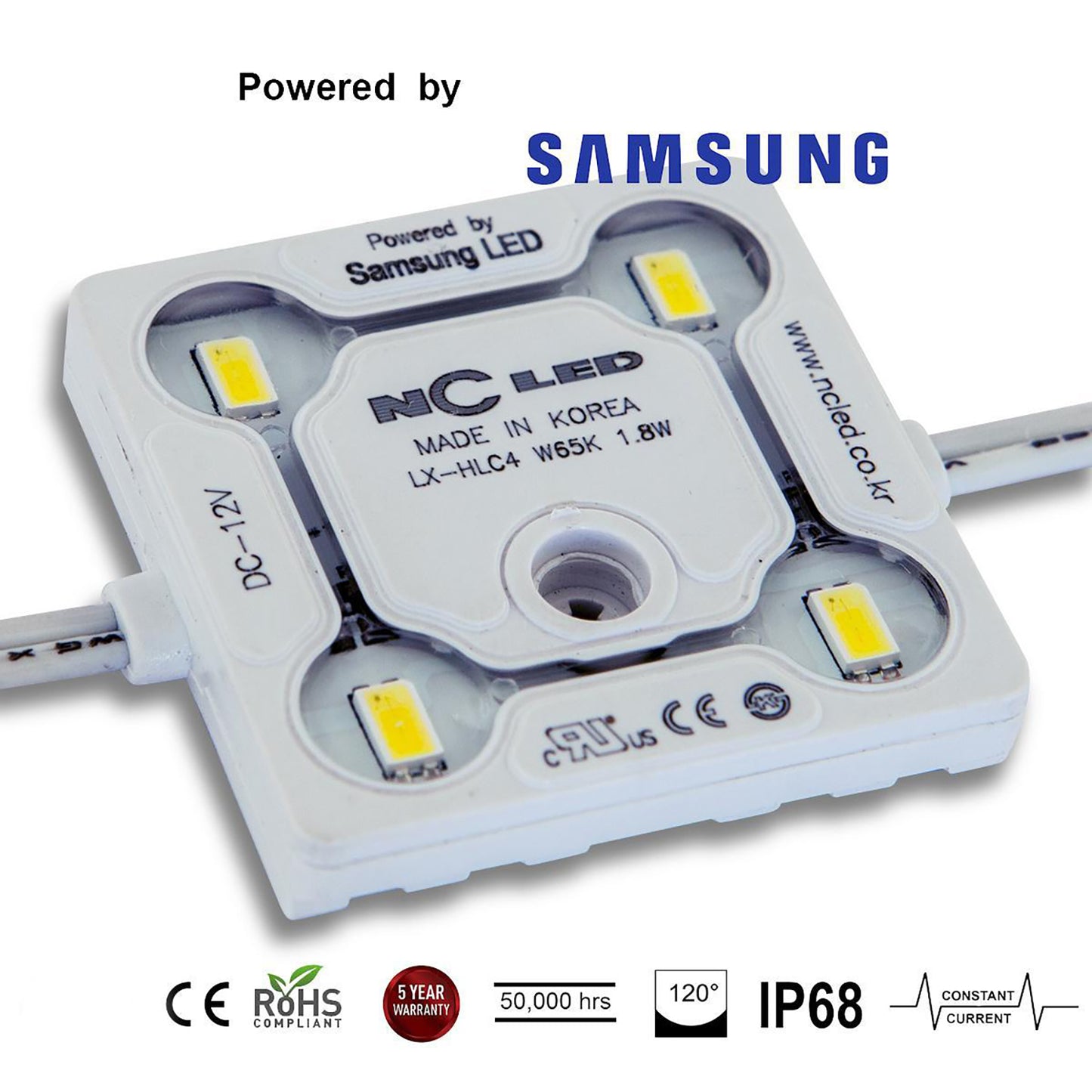 NC LED (Korea) White 6500k 1.8w 4led/mod Powered by SAMSUNG LED 5630SMD Constant-Current 5yr-Warranty IP68 (CC)