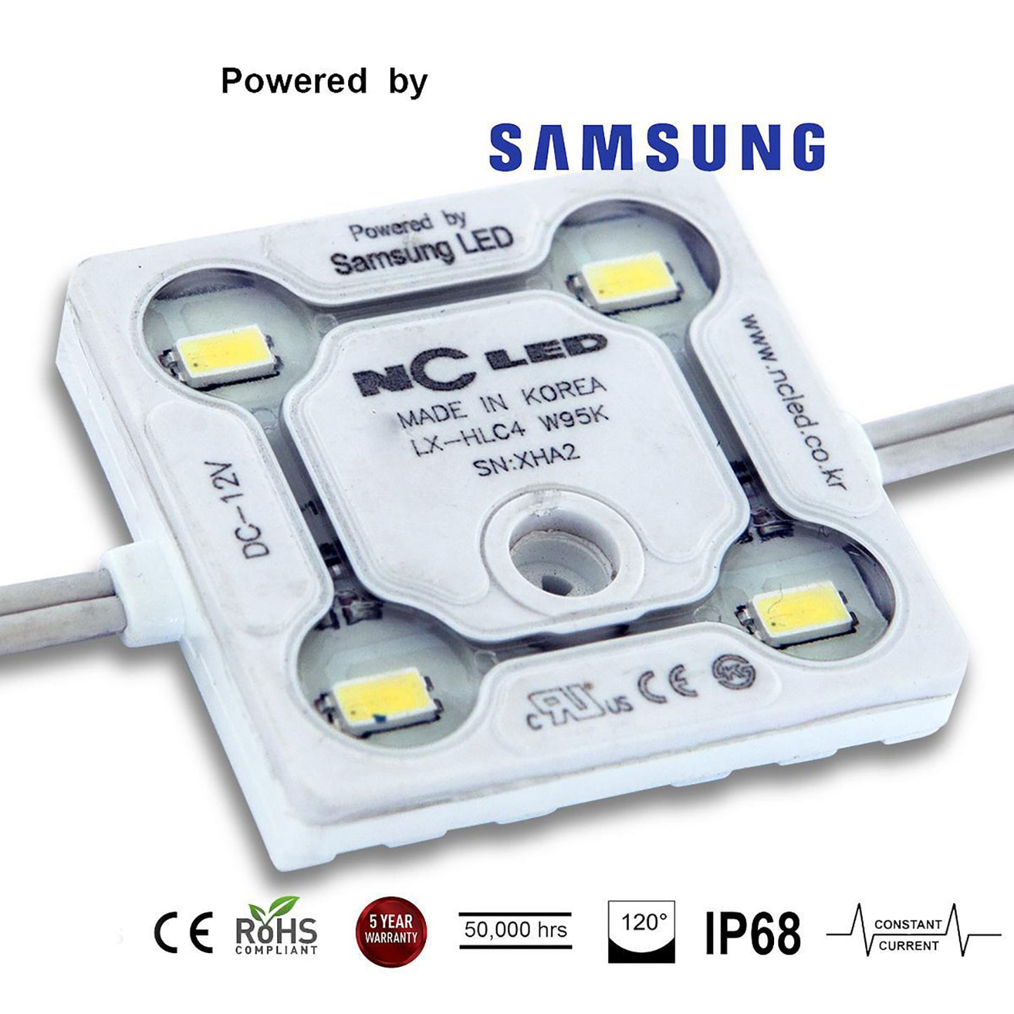NC LED (Korea) White 9500k 1.44w 4led/mod Powered by SAMSUNG LED 5630SMD Constant-Current 5yr-Warranty IP68 (CC)