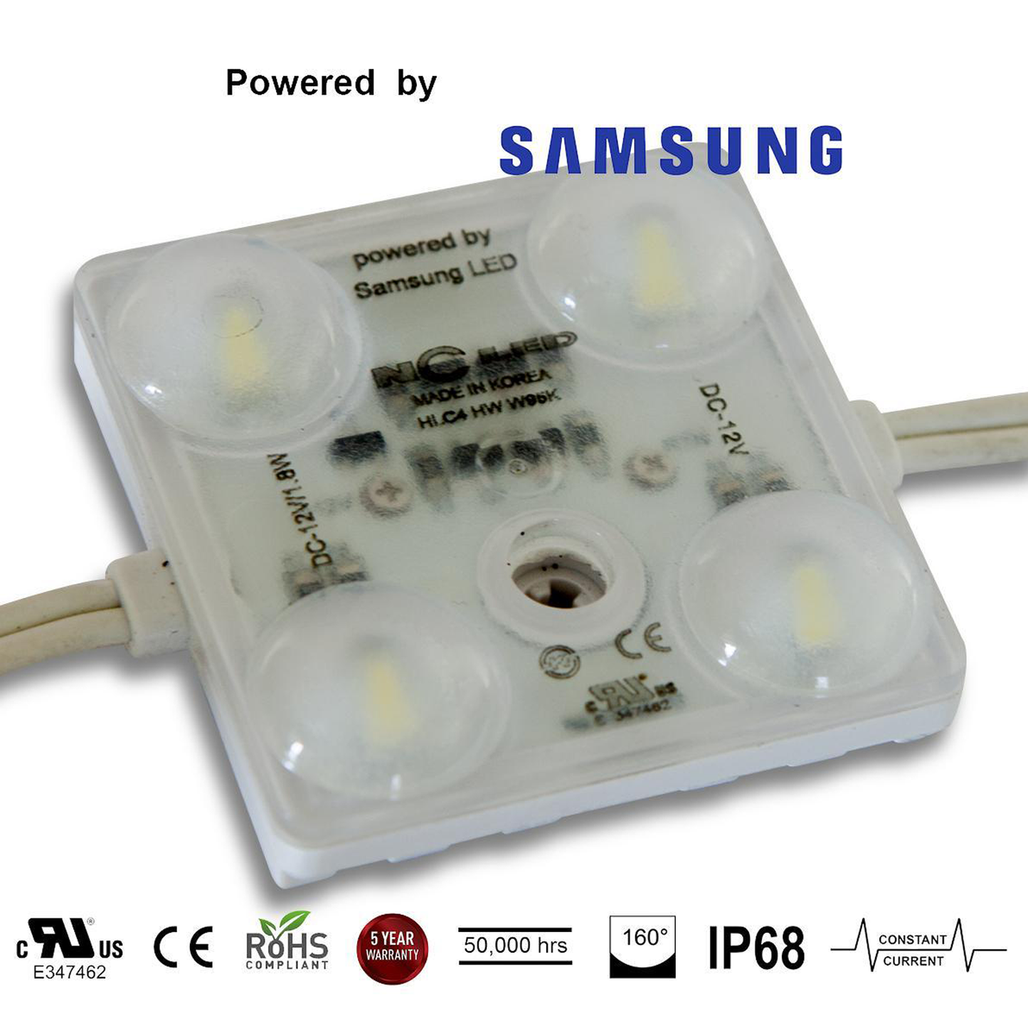 NC LED (Korea) HLC4 9500K 1.8W Powered by SAMSUNG LED 5yr-Warranty CONSTANT CURRENT wide angle (160deg) IP68 (CC)