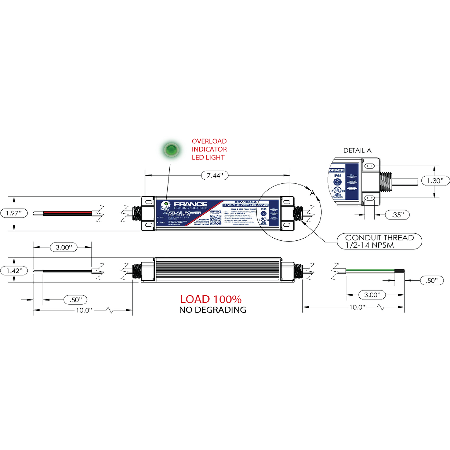 France TruPower 60w 12v ATLAS series 20/c LED Power Supply