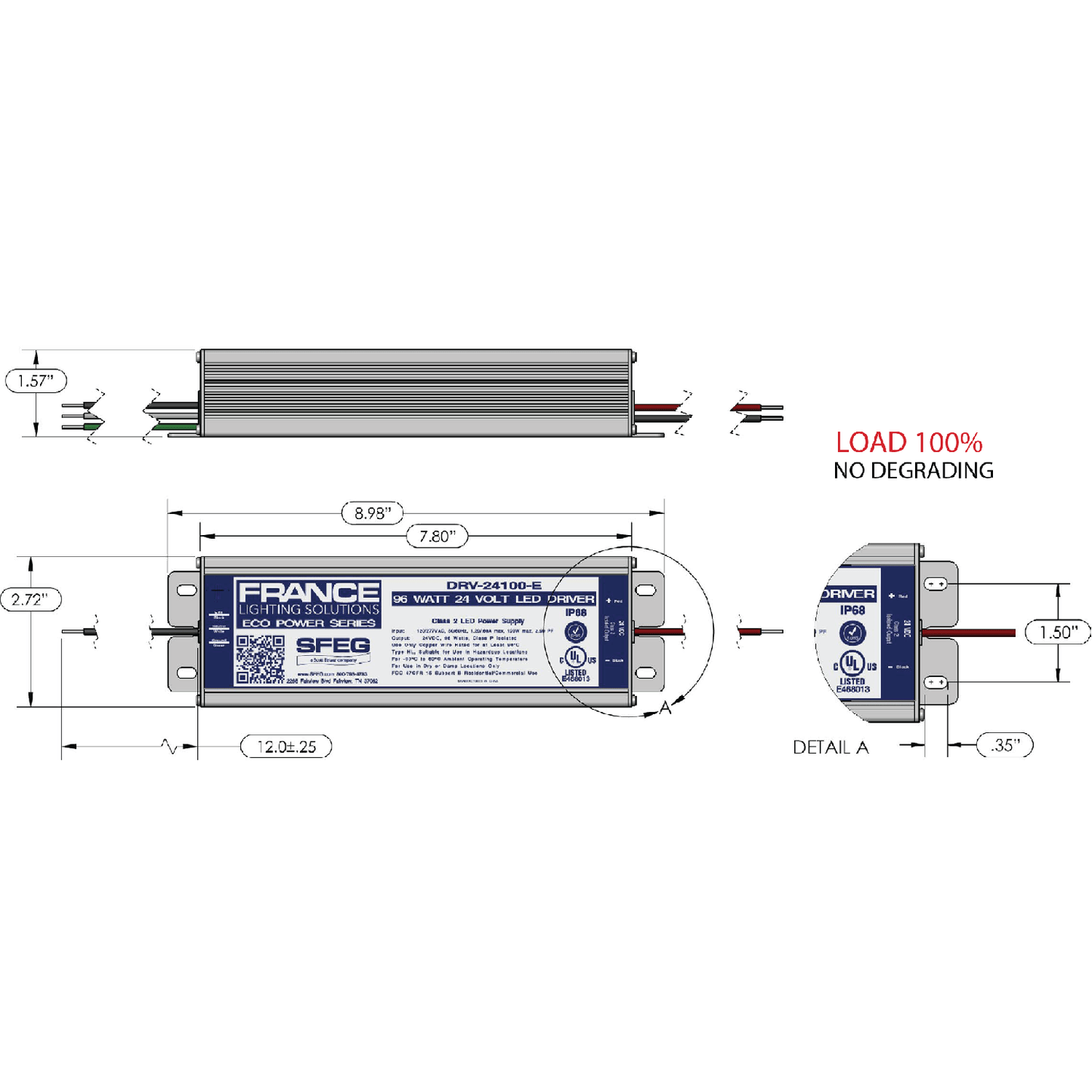 France TruPower 96W 24v ECO Series 20/C LED Power Supply