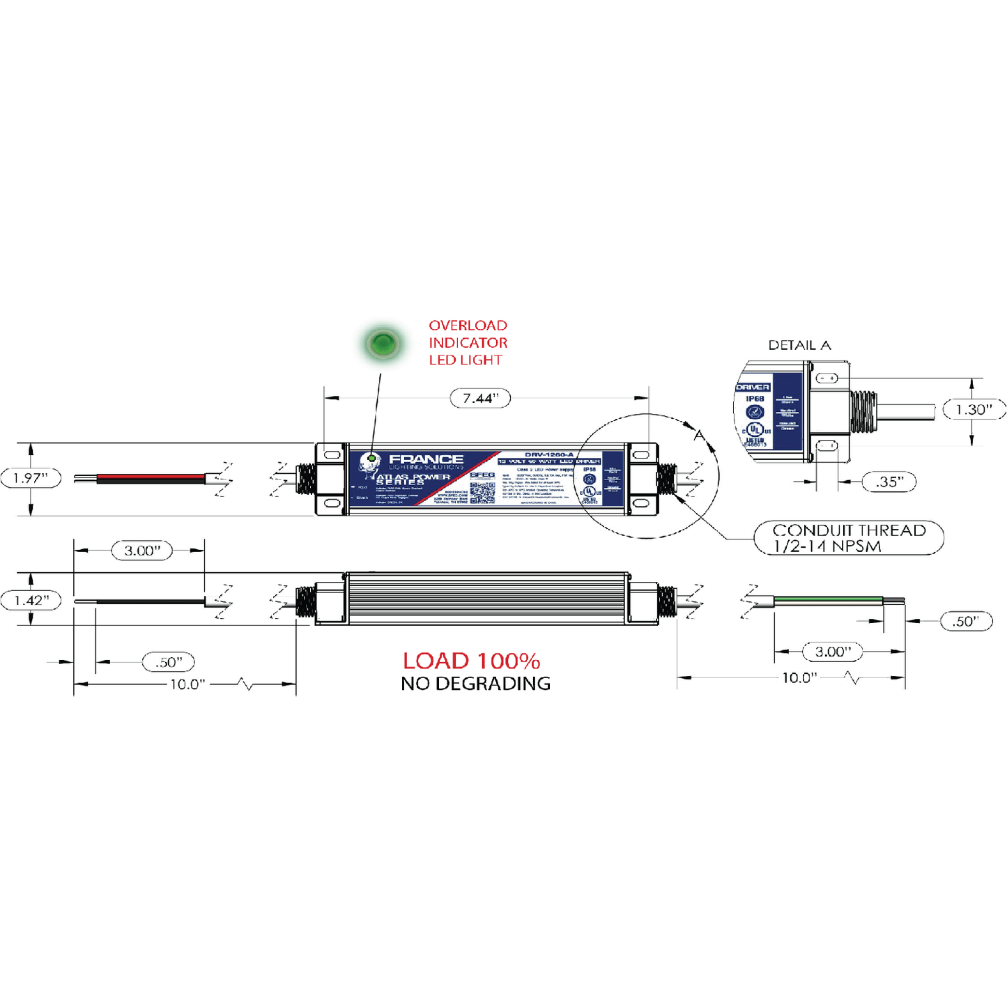 France TruPower 60W 24v ATLAS Series 20/C LED Power Supply