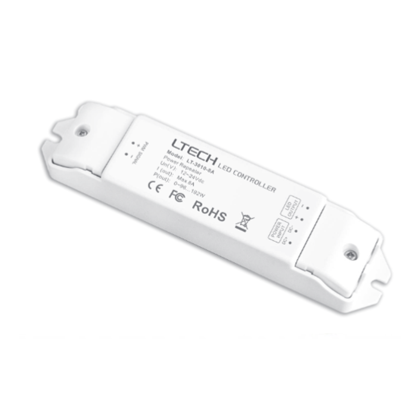 LTECH 1 CH CV Single Color Power Repeater 12-24VDC 8A*1CH Max 8A 96W//122W  (12V/24V)