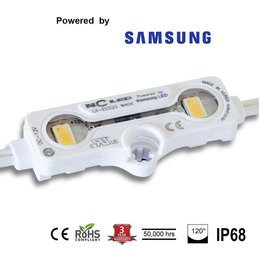 NC LED (Korea) White 4000K, 1.2W, 2Mod/Ft,  3 Led/Mod Powered by SAMSUNG LED, 3YR WARRANTY Wide Angle (160deg) IP68