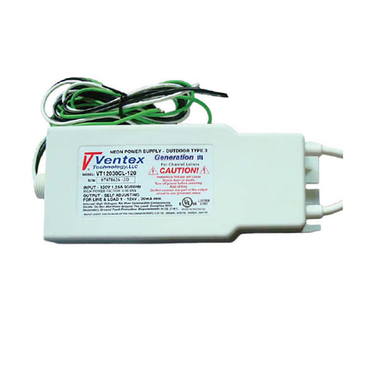 VENTEX 12030-120 12kV 30ma 120vac INDOOR (UL) Electronic Neon Power supply [15/case]