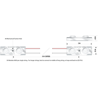 BRIGHTON II Cobalt Blue HighEffeciency Brighton-II .72w LED Module, 80 Mod/Bag (53') Constant Current 12V, IP67, 175 Deg Optics