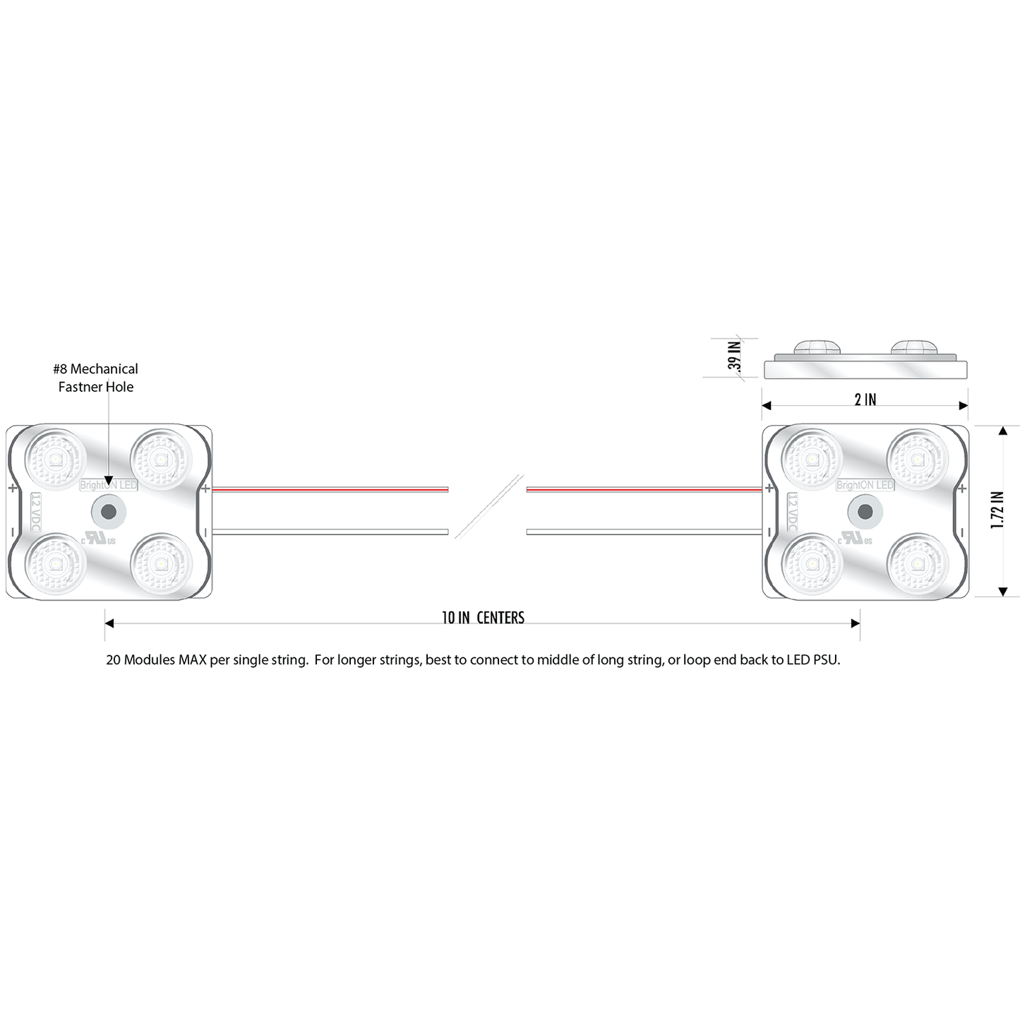BrightON IV 4 Diode 12V 1.6W CC 6500K IP67 180* Lens 60/Bag () 720/Case