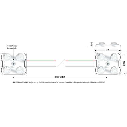 BrightON IV 4 Diode 12V 1.6W CC 6500K IP67 180* Lens 60/Bag () 720/Case
