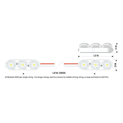 BrightON Lightning Mini 3 Diode 12V .72W ..CC 3000K IP68,175* 80/Bag, 1,920/Case (36'66')