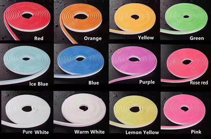 Led Flex Neon MINI 6mm PURPLE 6mm, 12v, 5m(16.3ft)/roll, 7w/meter, 35w/roll, IP67, 25mm (1") cut sections, 120Led/M, UL CE Rohs