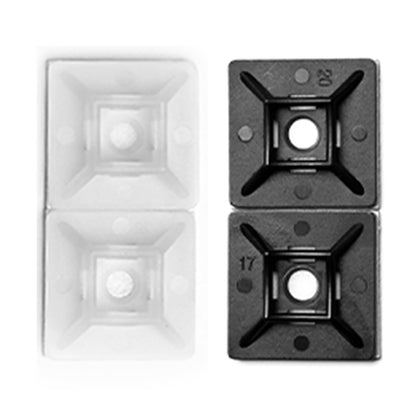 Mounting Base:  1.1"x1.1"x0.28, 4-way adh. & #10 screw, natural (Bag of 100)  (White)