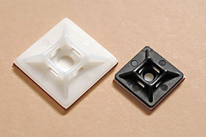 Mounting Base:  1.1"x1.1"x0.28, 4-way adh. & #10 screw, natural (Bag of 100)  (White)
