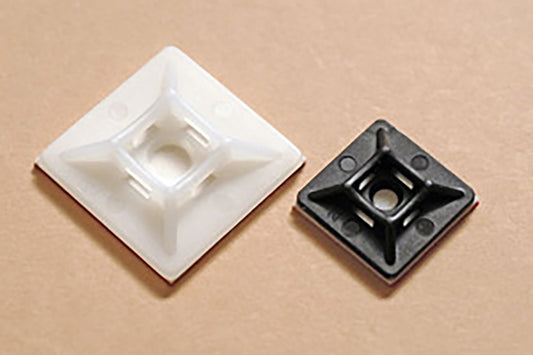 Mounting Base:  1.1"x1.1"x0.28, 4-way adh. & #10 screw, natural (Bag of 100)  (White)
