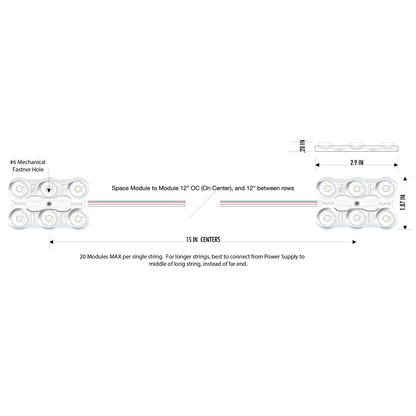 BrightON High Power SunFire, 2.4w LED Module, 5YR Constant current 24V, 40 Mod/ Bag 6500K, 560 Mod/Case